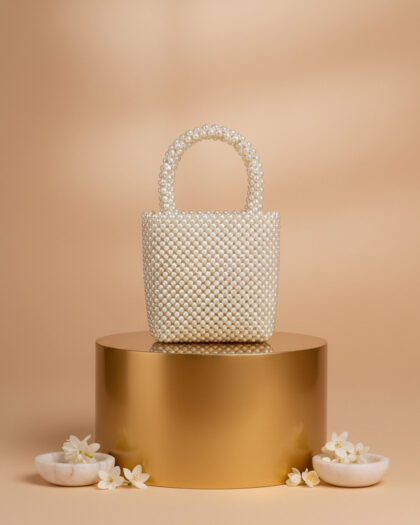 Ivory Luxe Pearl Tote Bag
